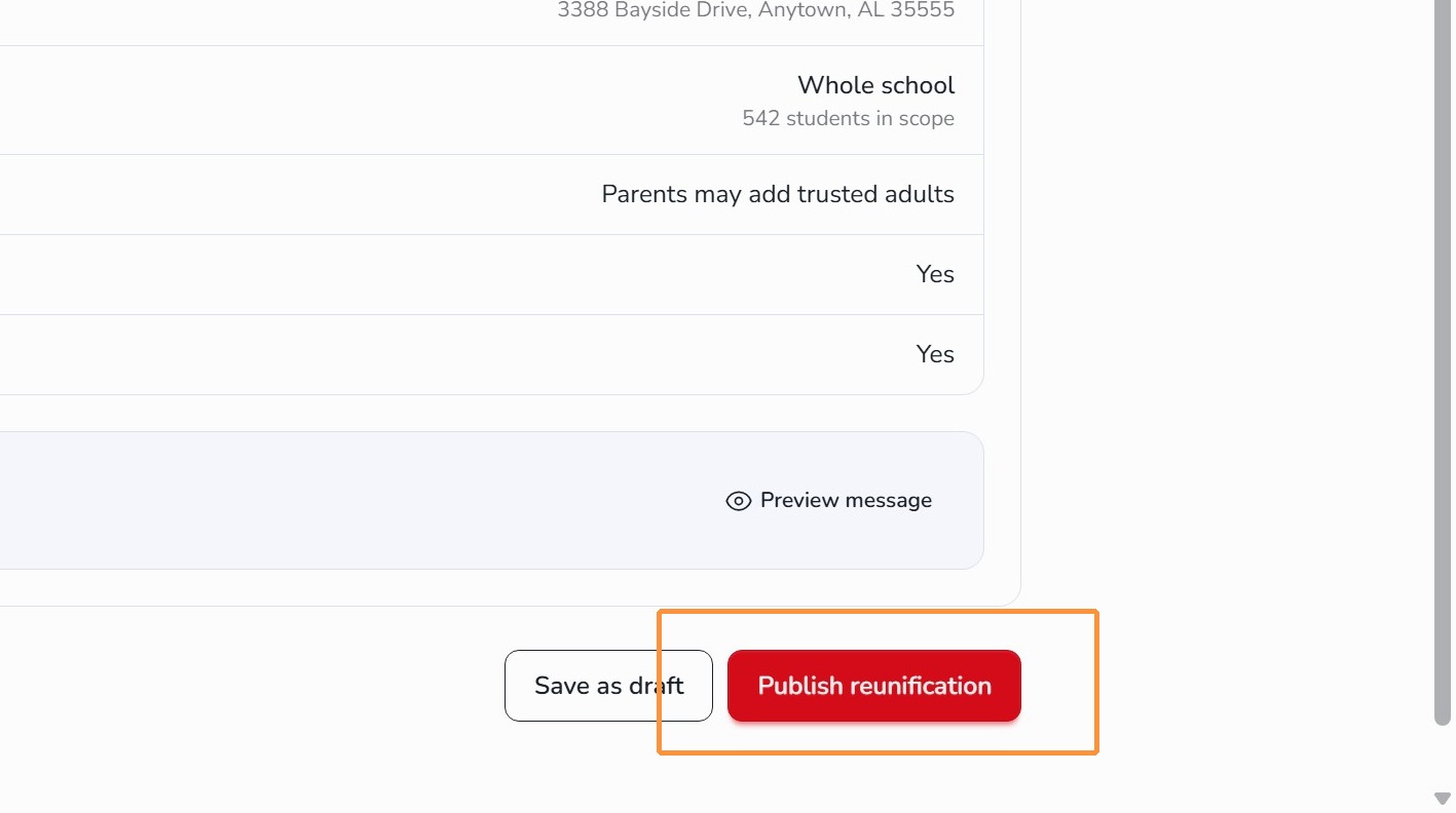 Publish Reunification button in Circool