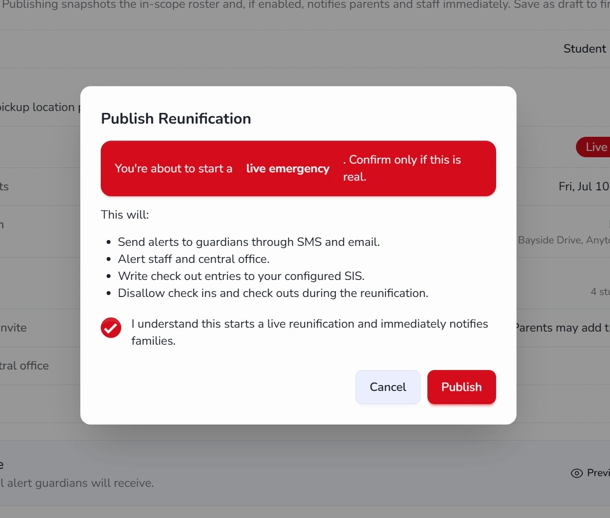 Confirm Reunification Event publishing in Circool