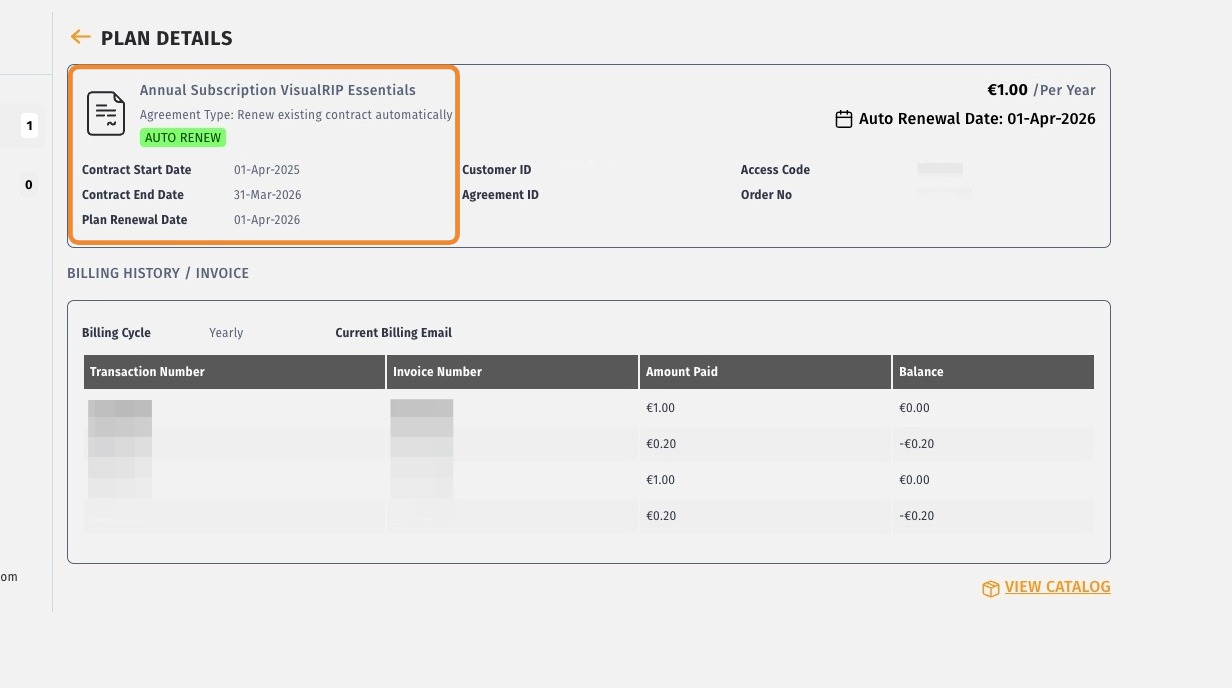 Subscription details