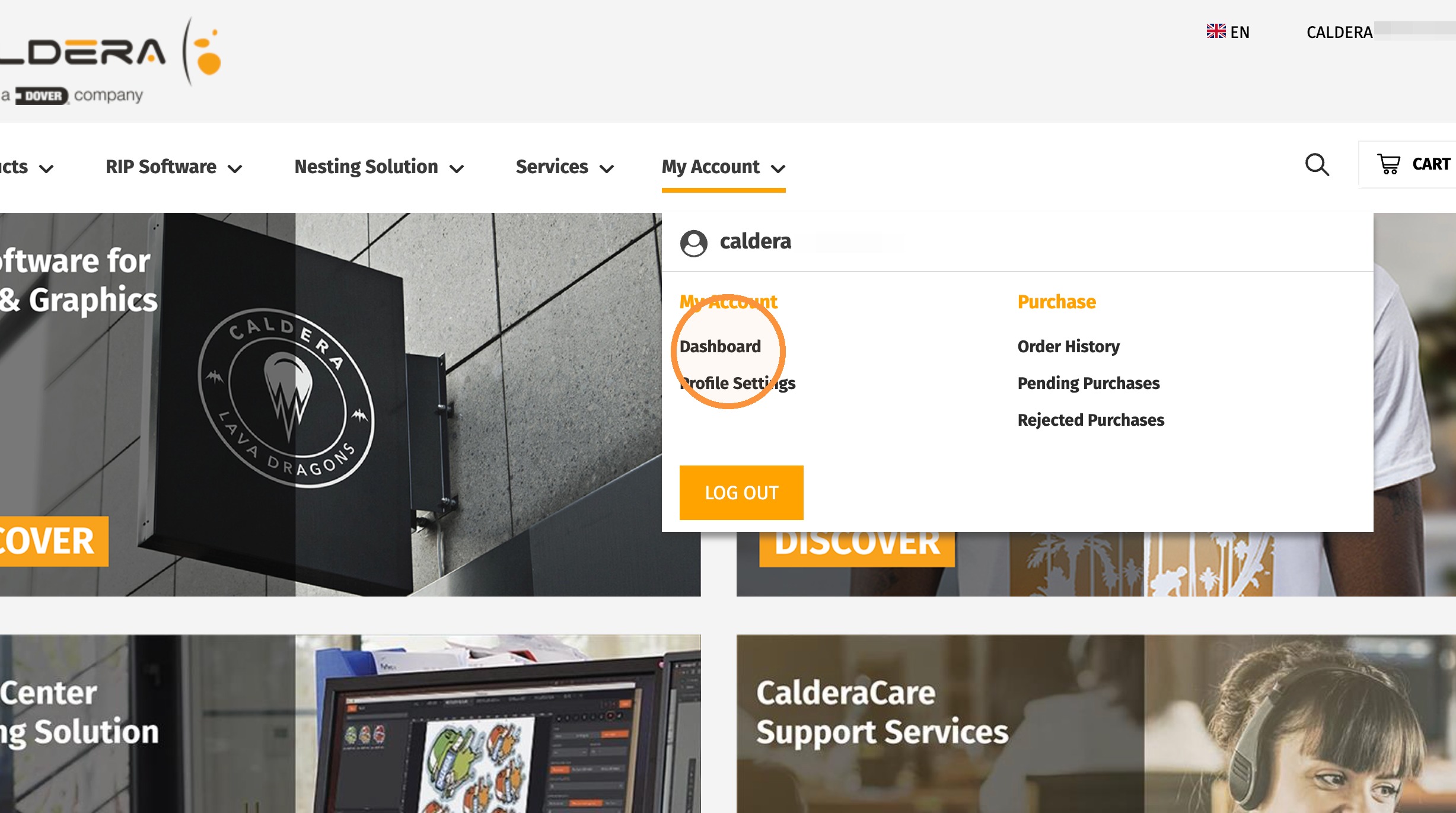 My Account dashboard