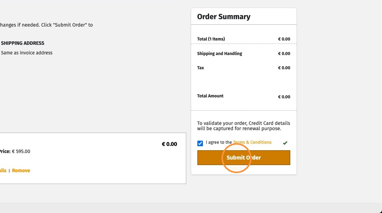 Submit Order button