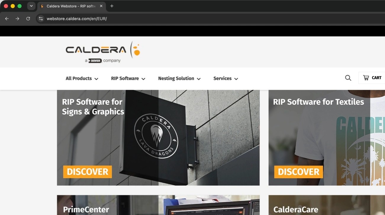Caldera web store homepage