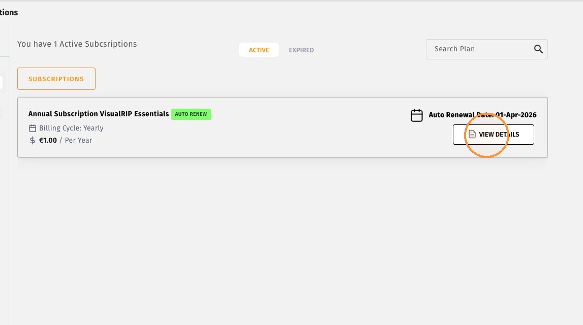 Subscription order list