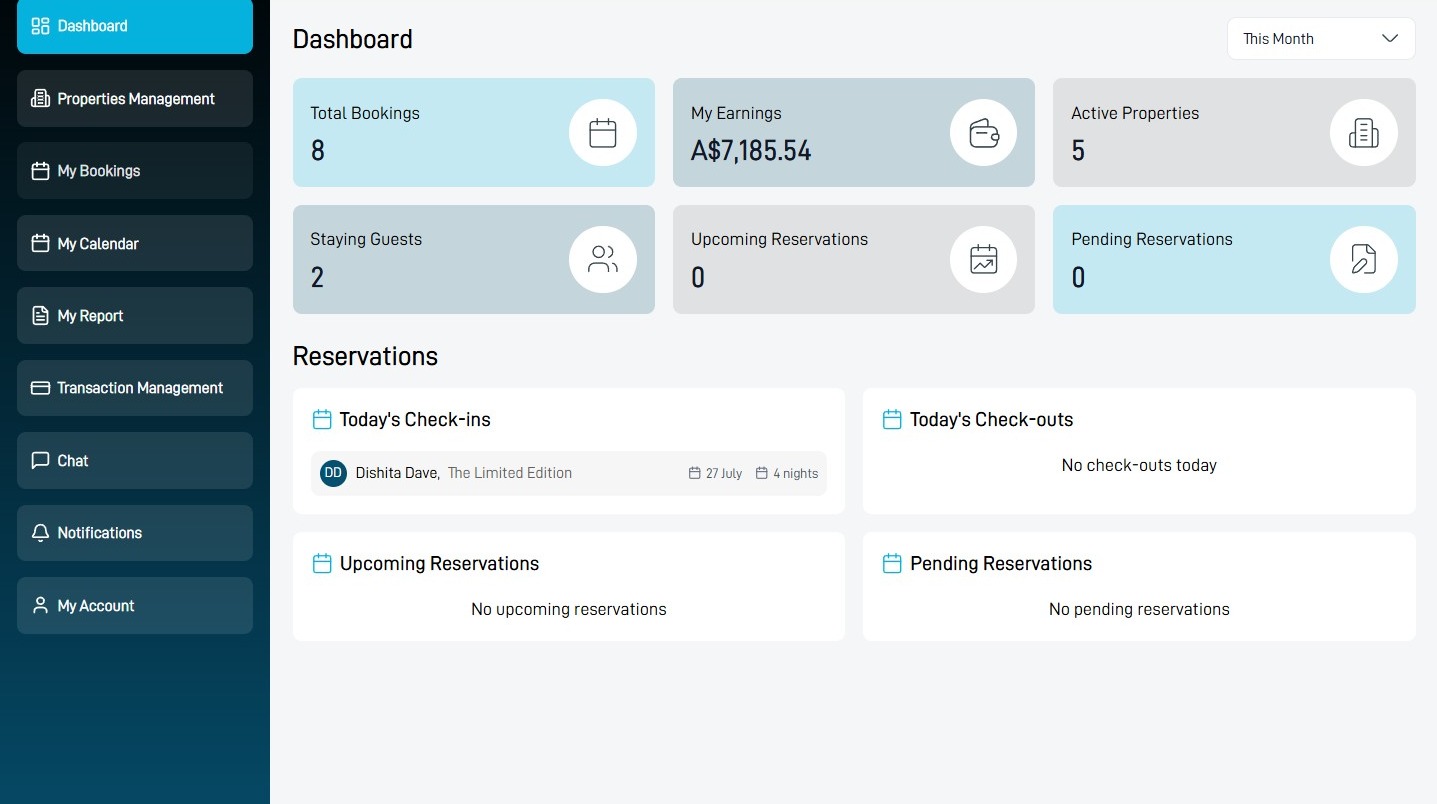 StayLuxe host dashboard