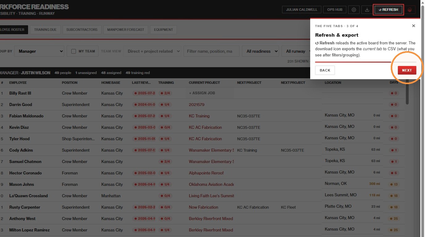 Walkthrough settings step