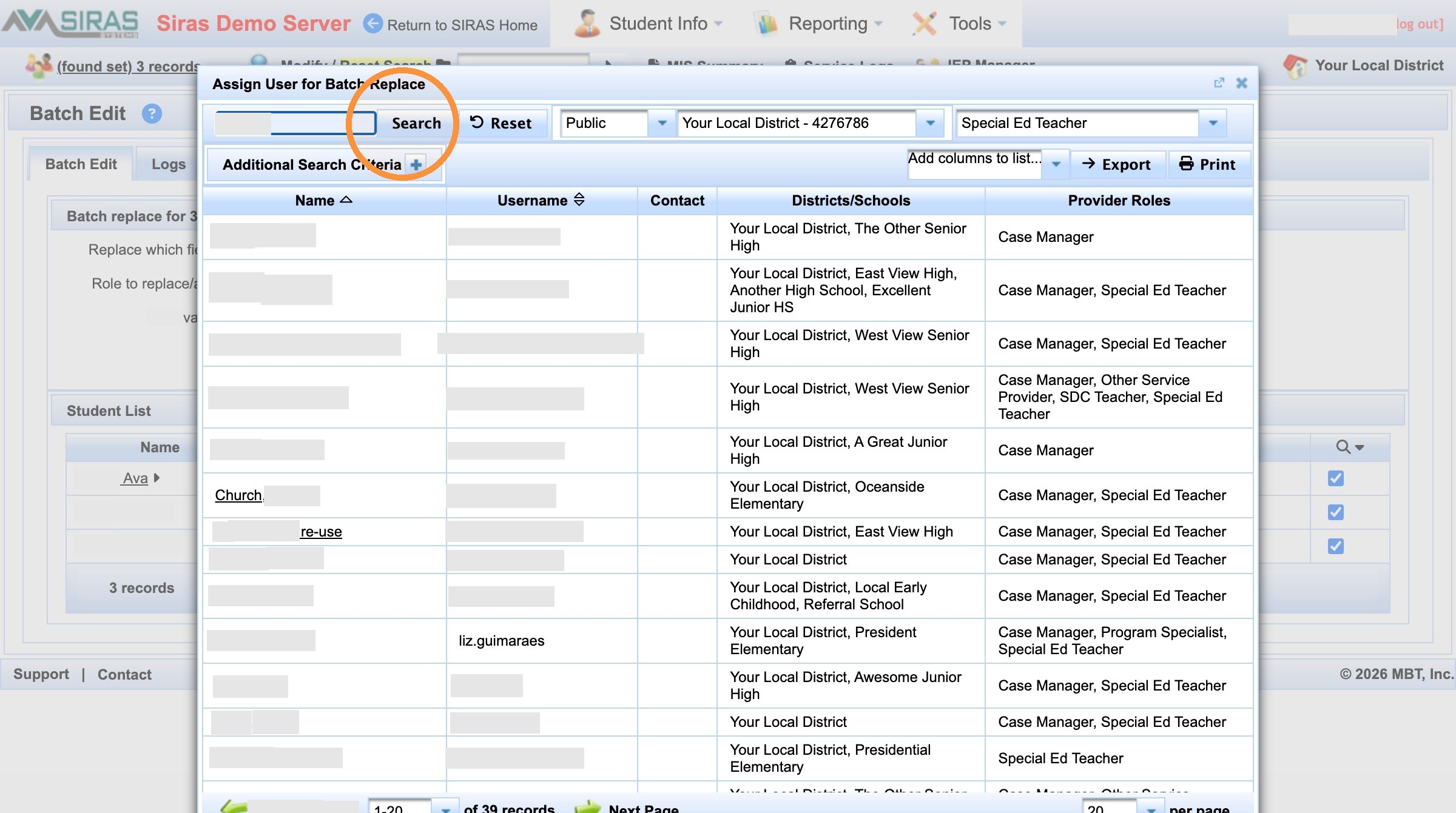 Provider search results area