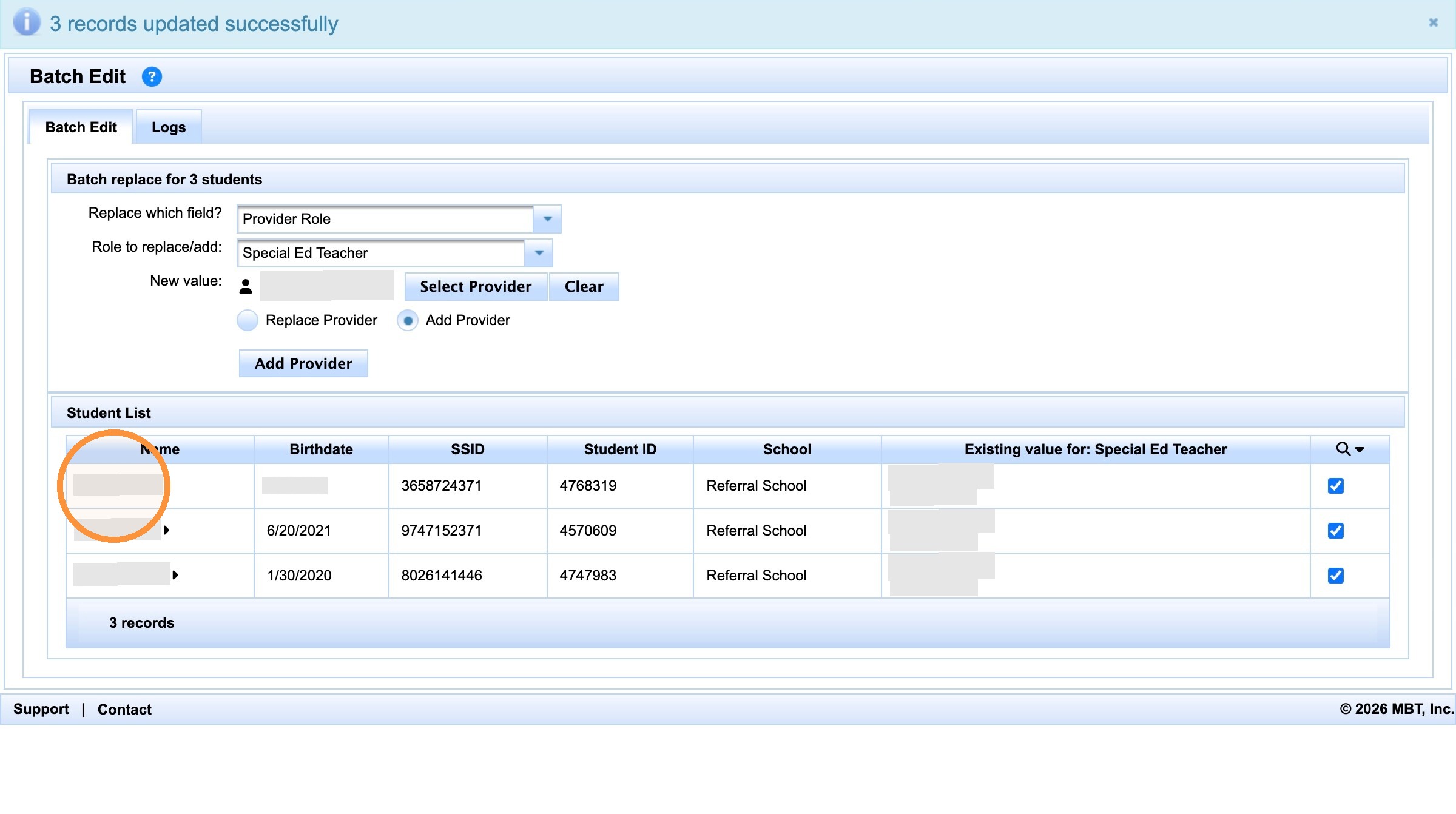 Student opened after second provider add