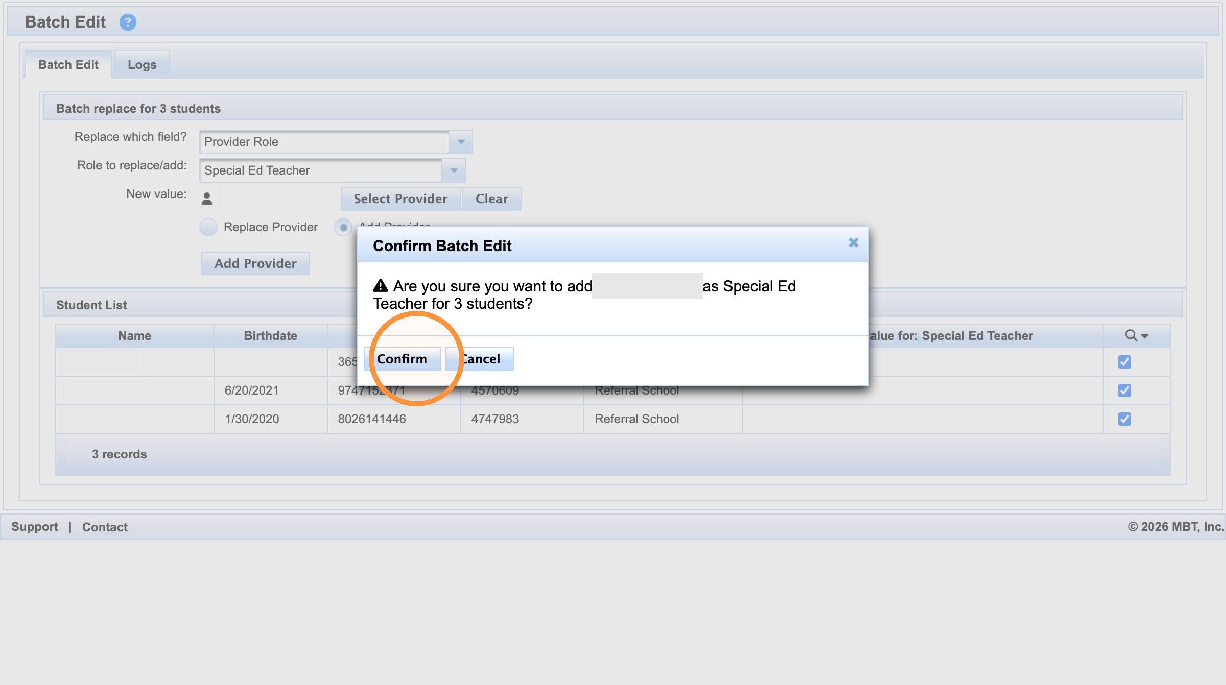 Provider-add confirmation dialog