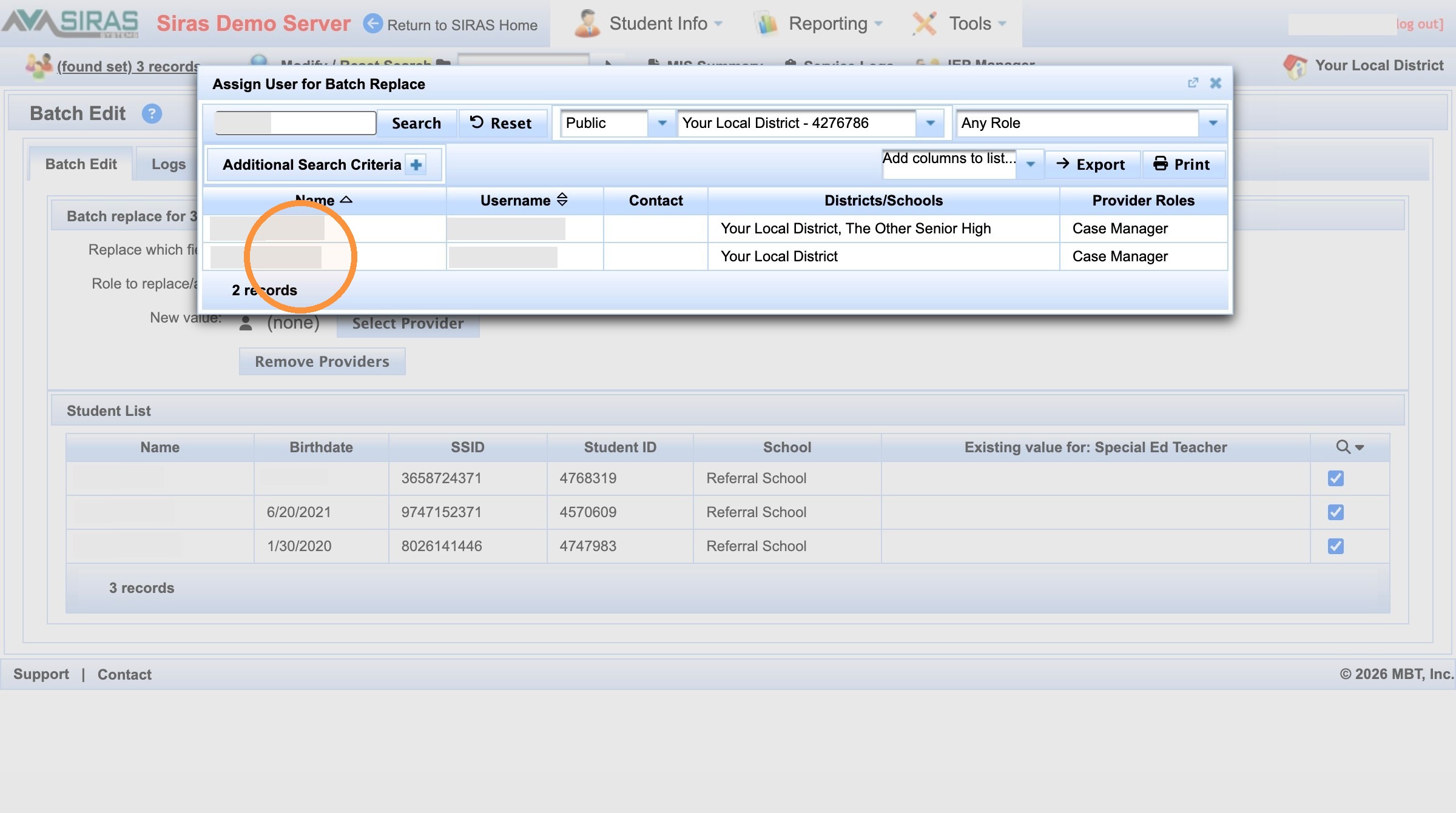 Provider account found after widening the search