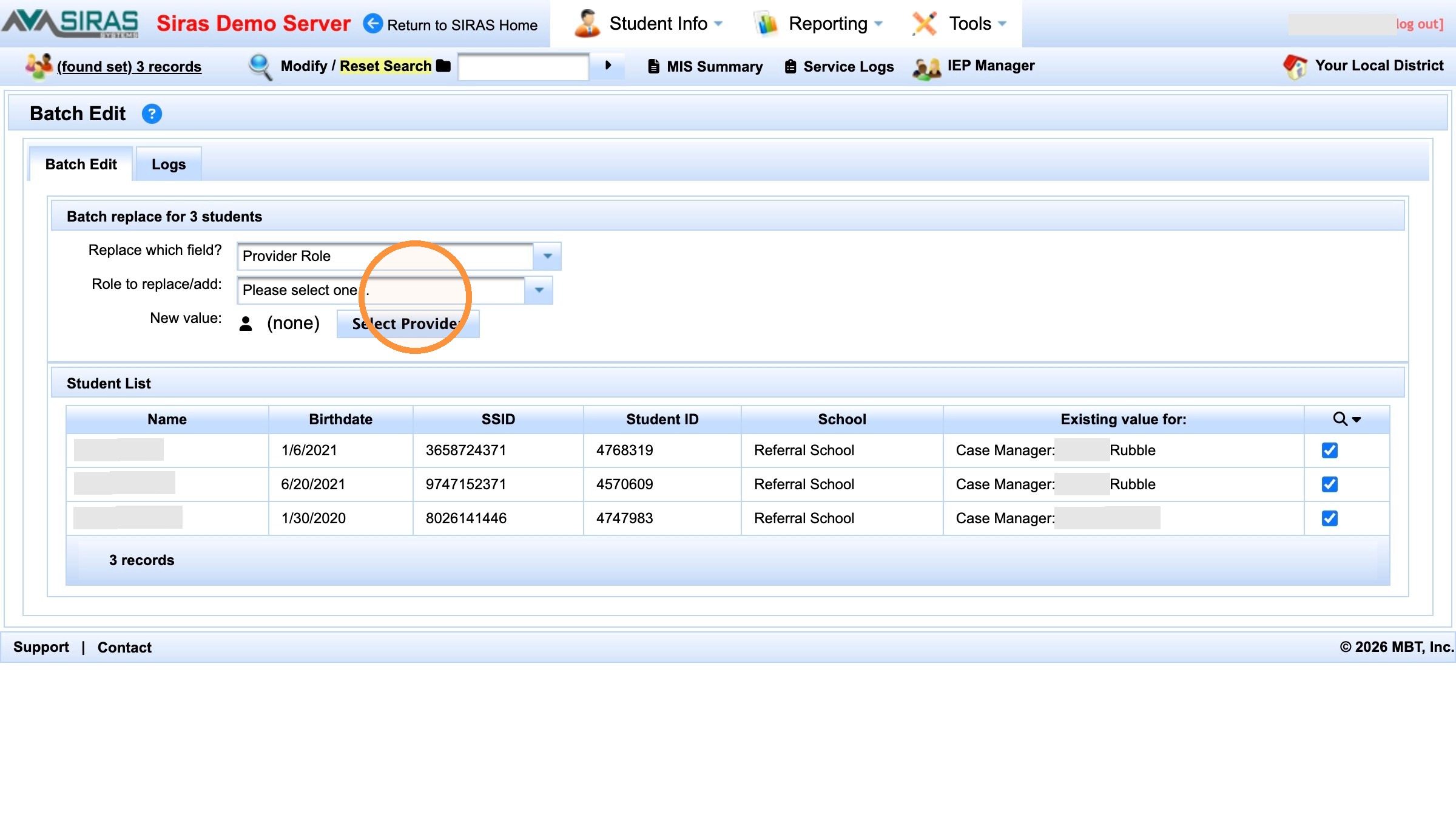 Provider-role value selector
