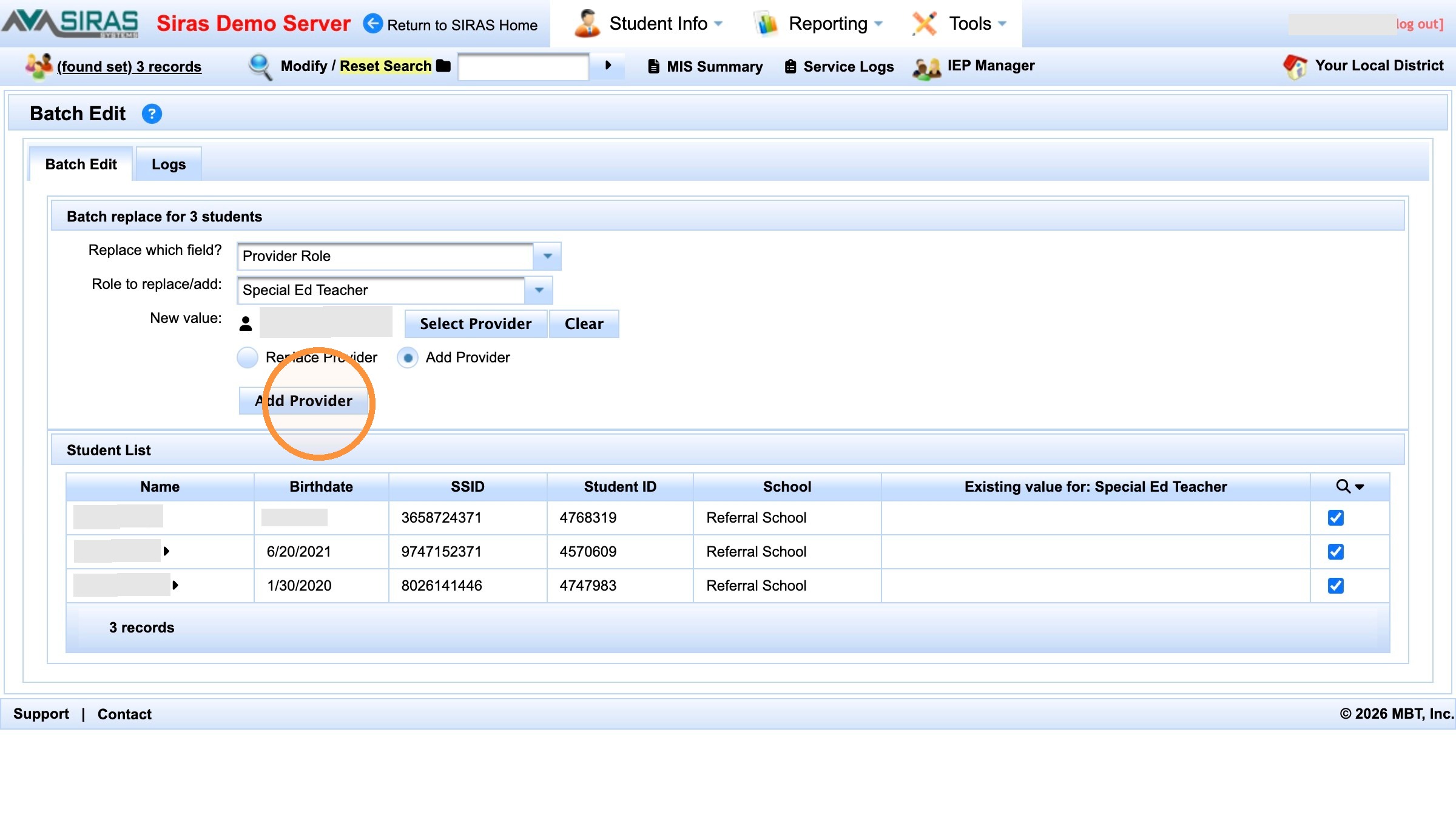 Add Provider action ready to run