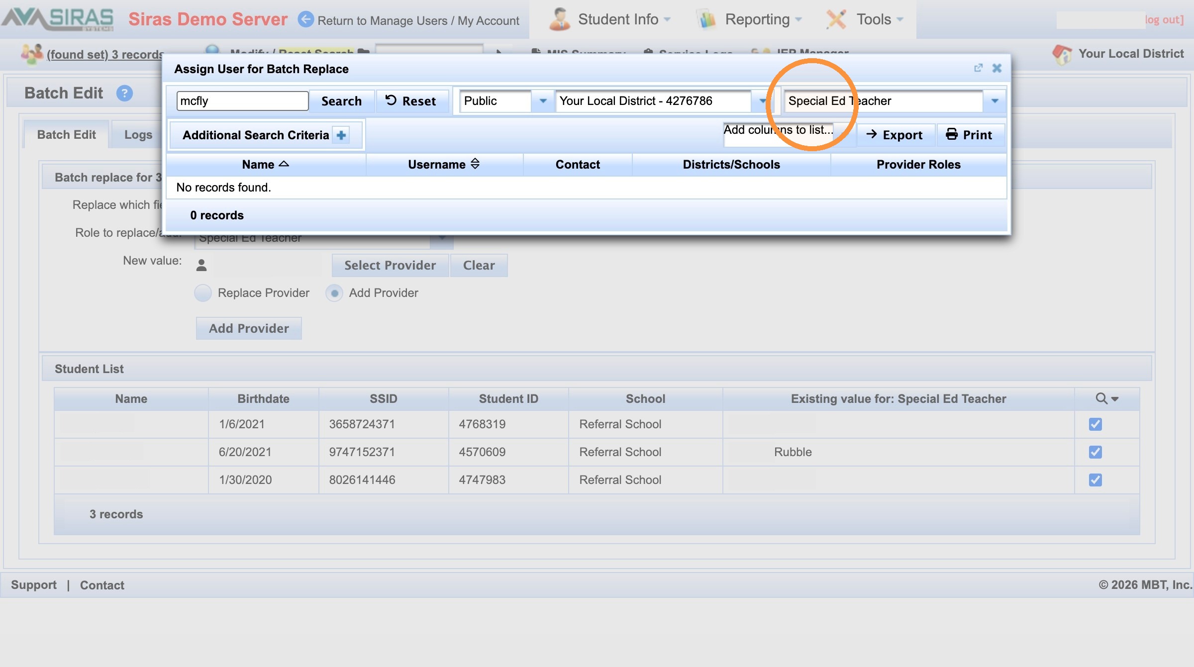 Provider role filter during the second search