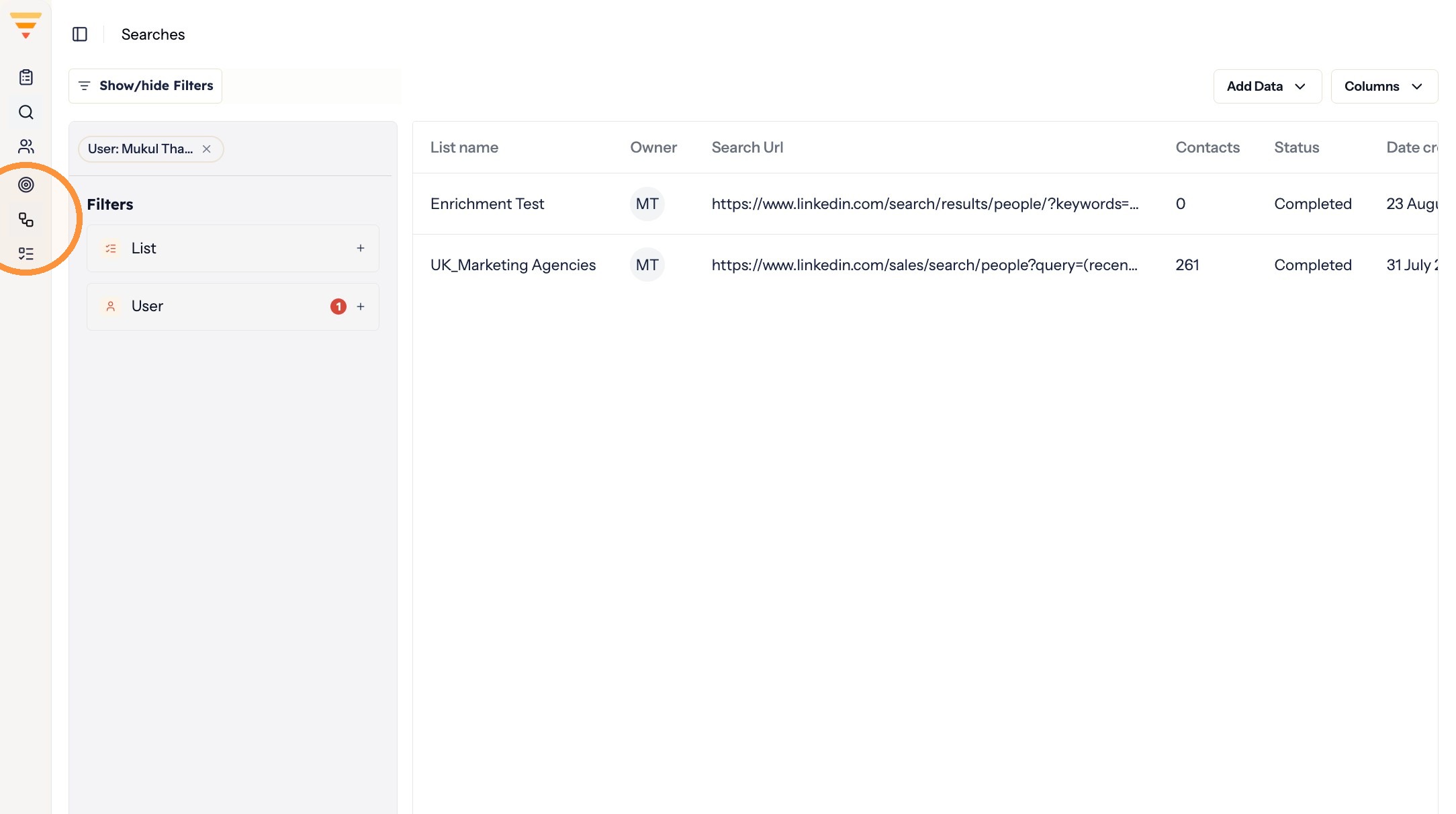 The Flows icon in the left sidebar
