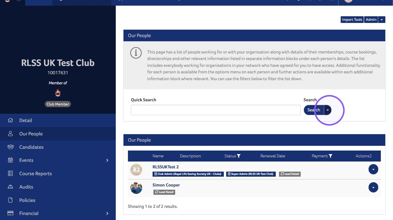 How to check awards and CPD for club members