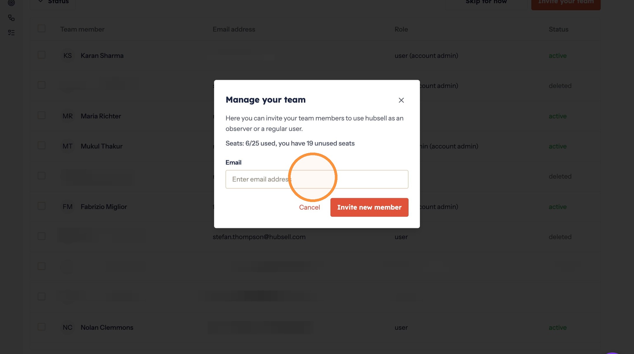 Entering the invitee's email address