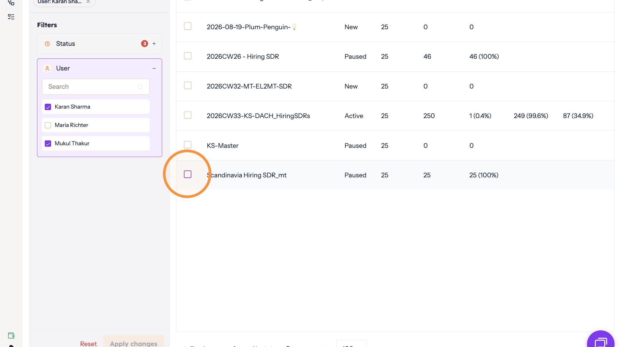 Selecting the flow to clone