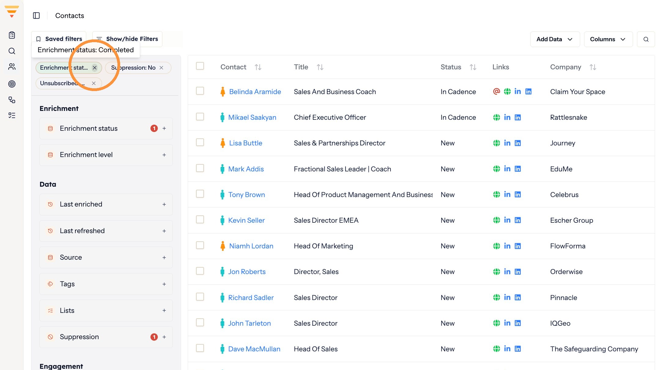 Clearing the existing filters