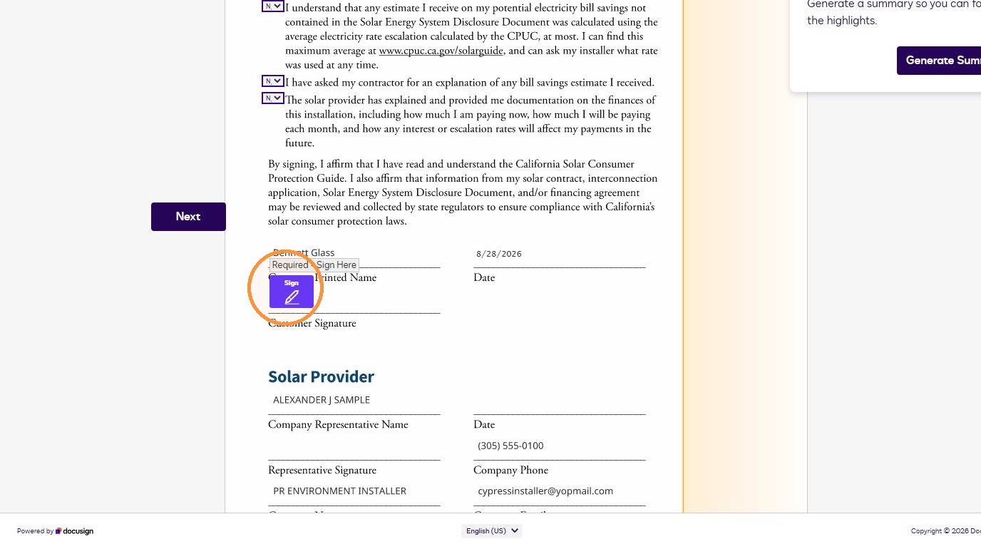 Sign the CPUC form