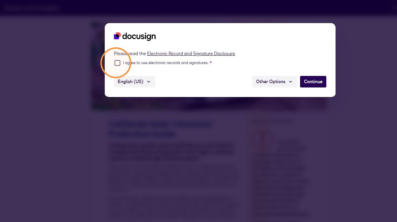Agree to electronic records and signatures