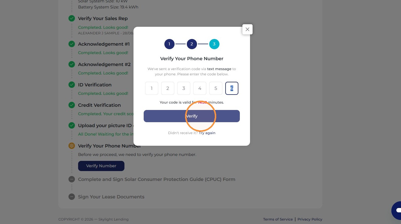 Enter code and verify