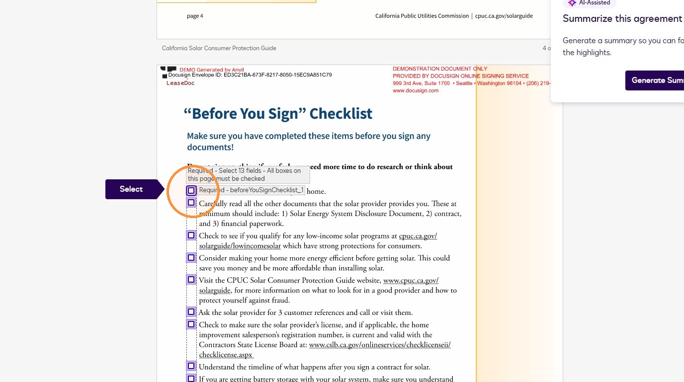 Before You Sign checklist