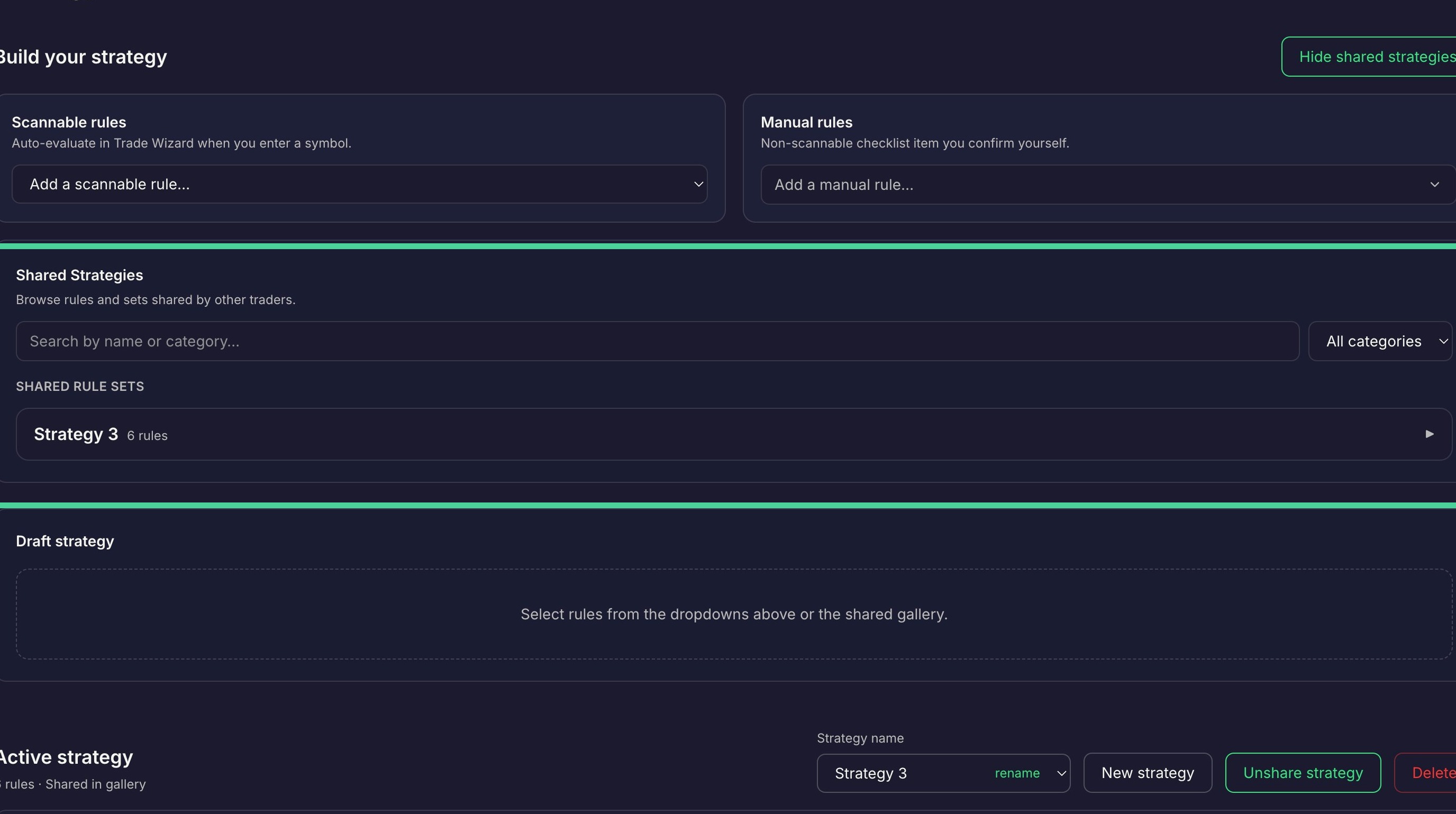 Searching and filtering shared rule sets