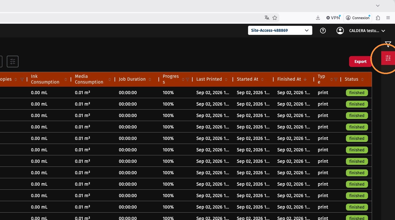 Reordering columns in the job list