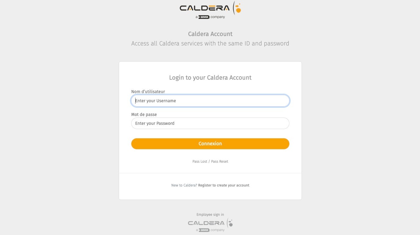 Caldera single sign-on page
