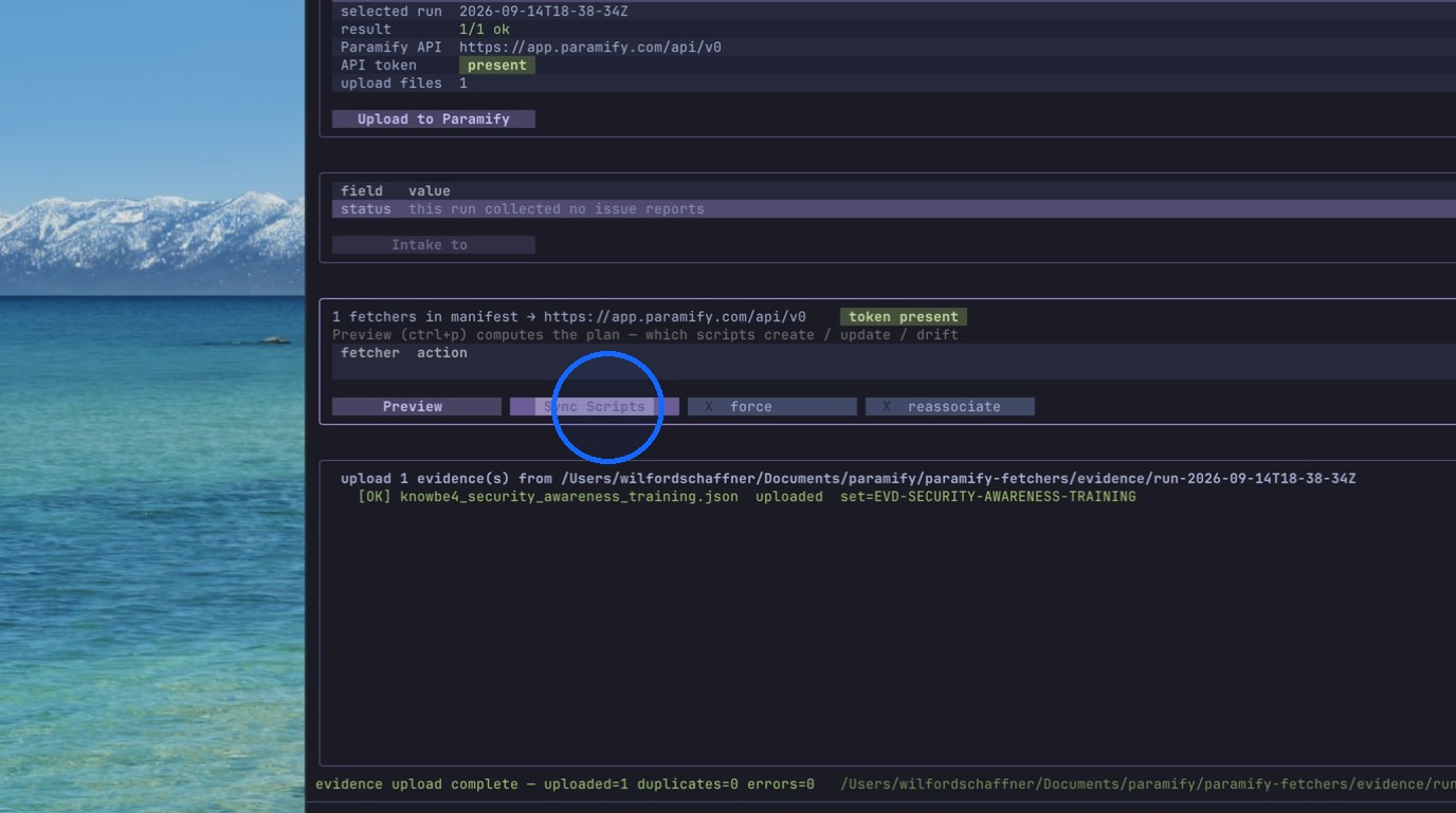 Clicking Sync Scripts