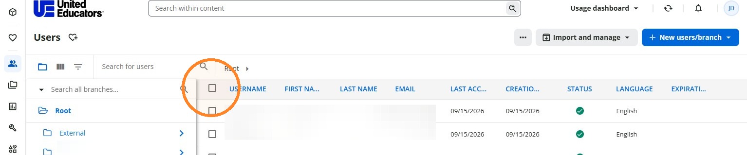 Select users