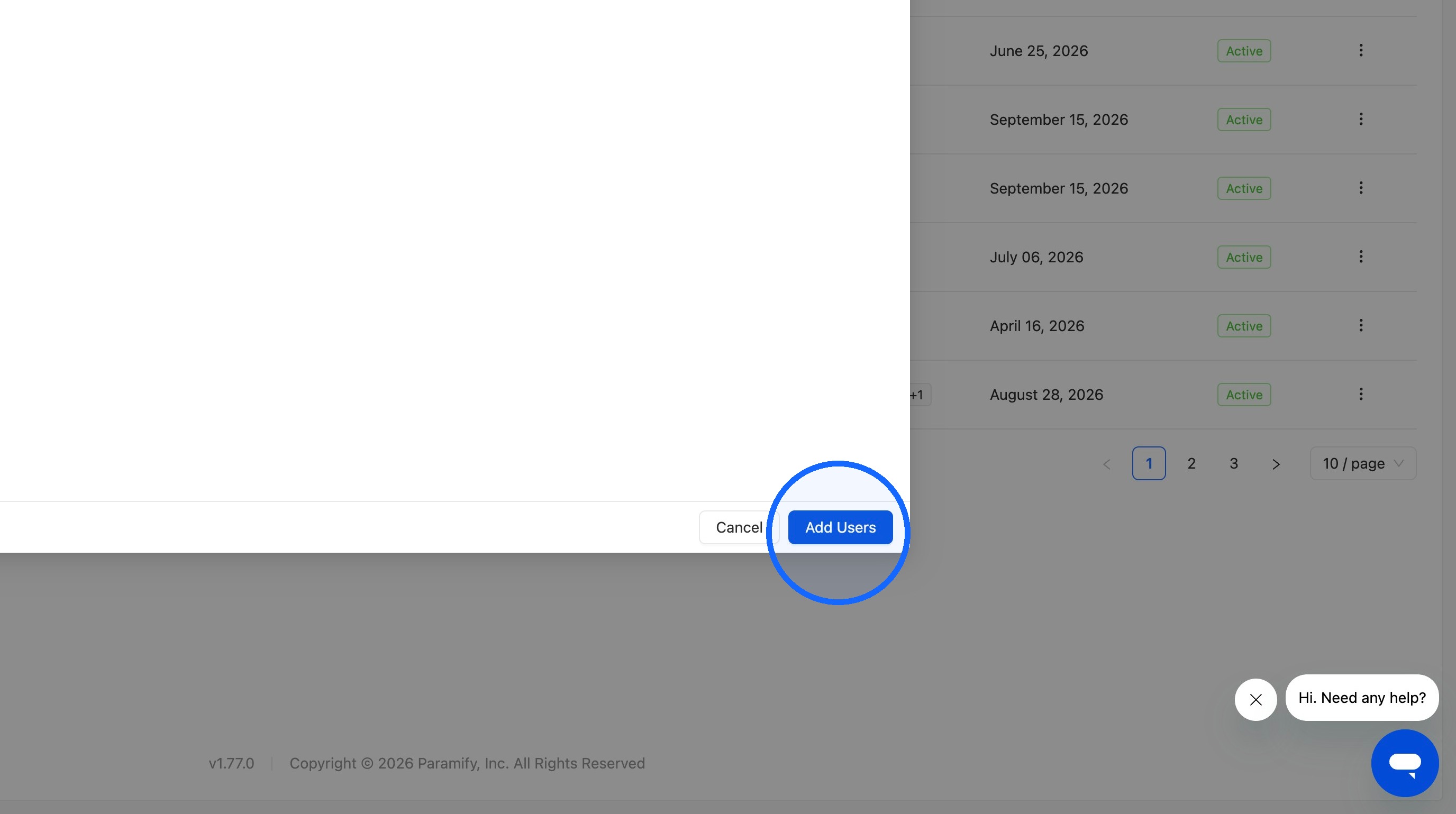 Clicking Add Users to complete the process