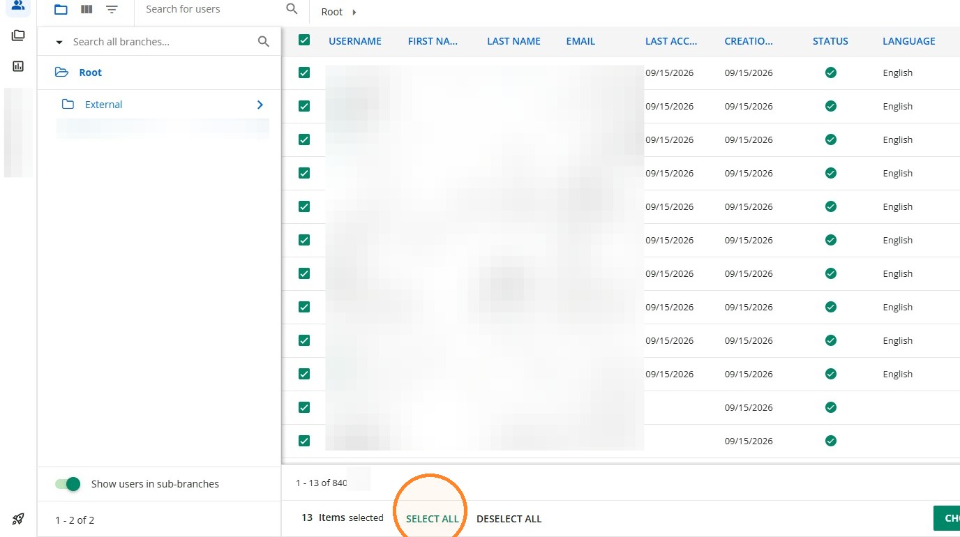Select all users