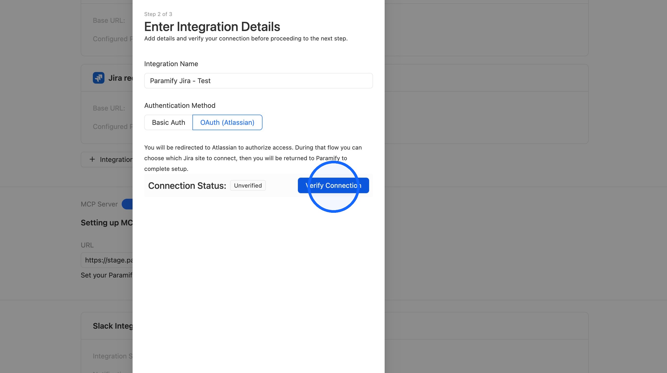 Verify Connection button
