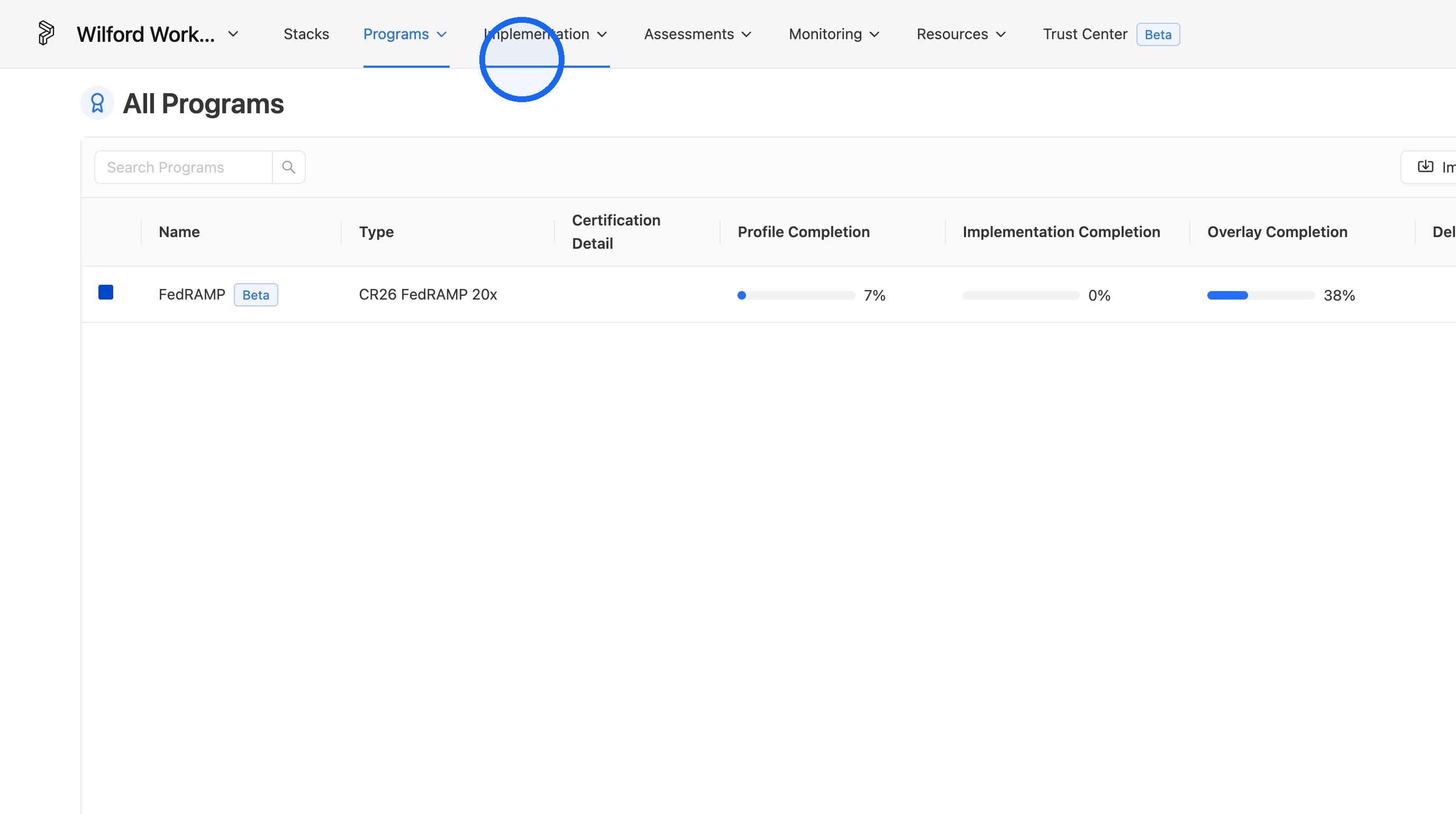Navigating to Implementation and Evidence Set in Paramify