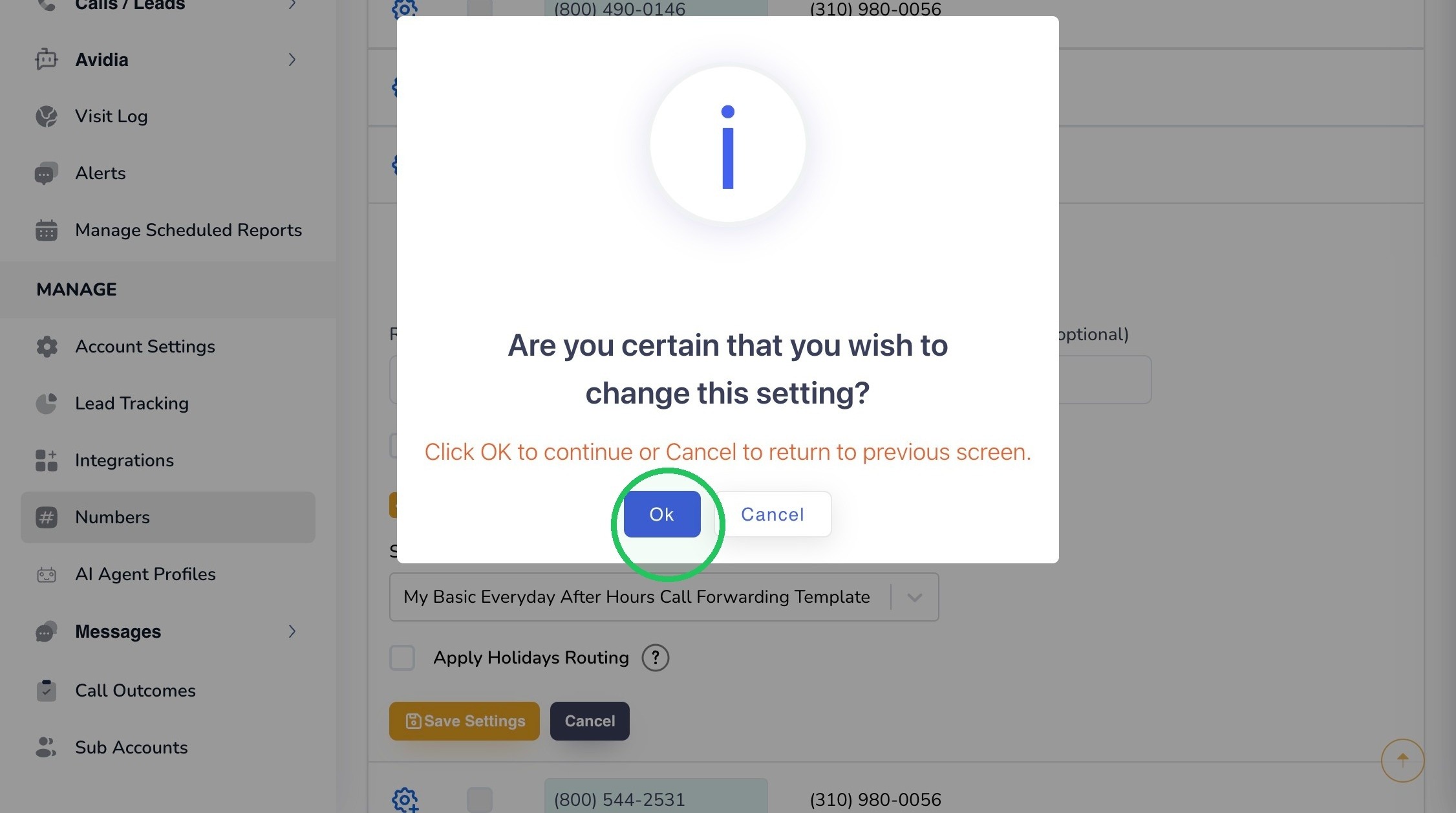 click Ok