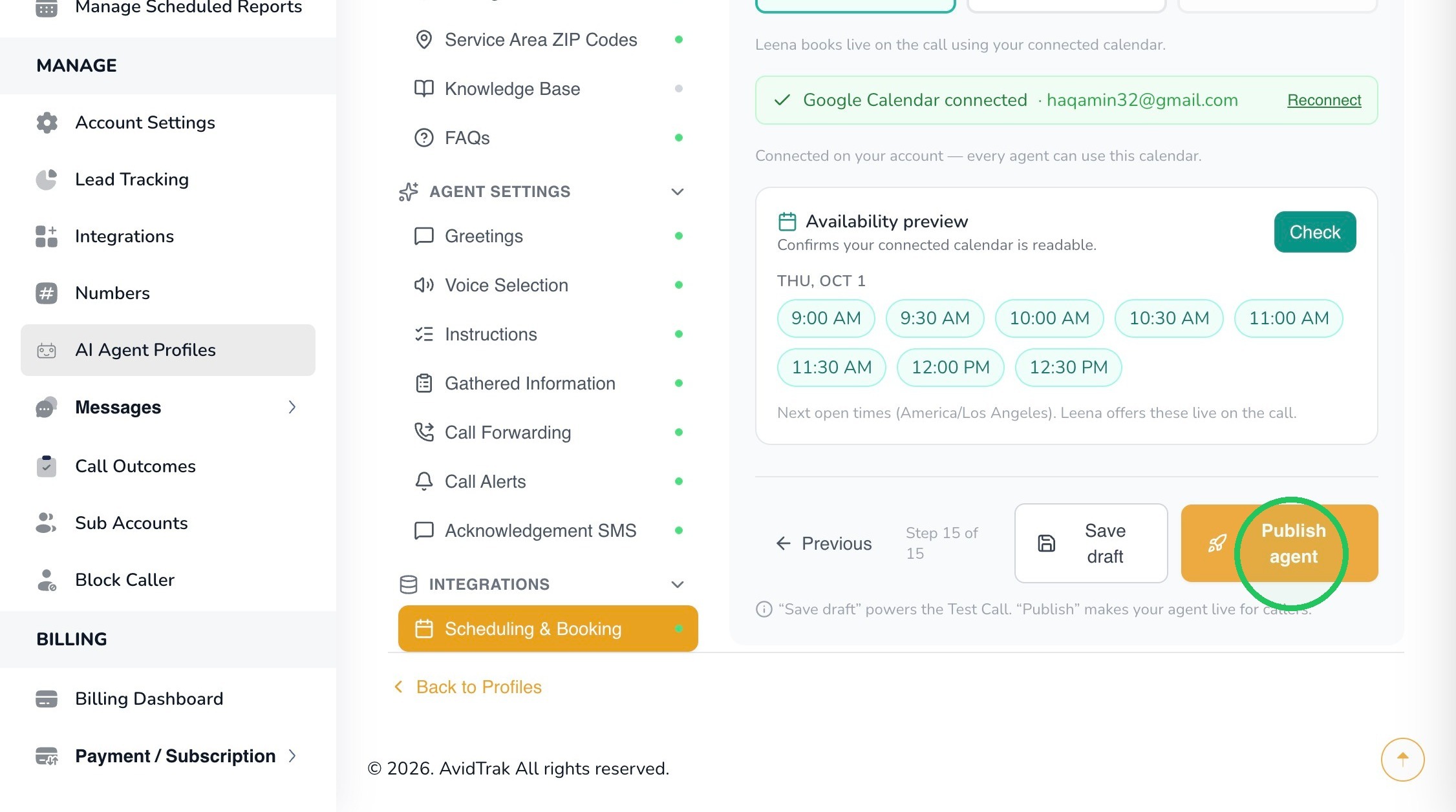 Google Calendar connection