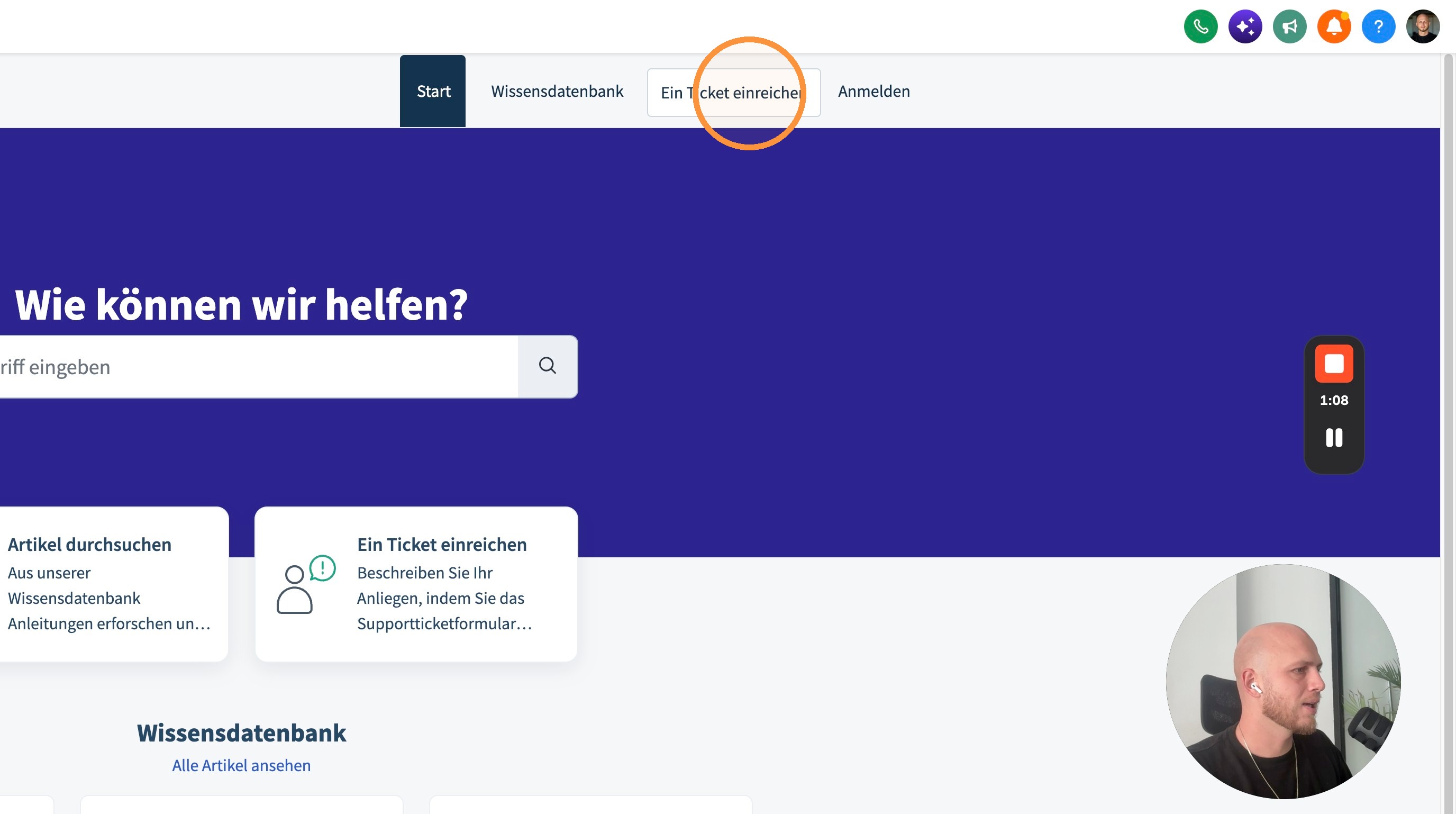 Ein Ticket einreichen