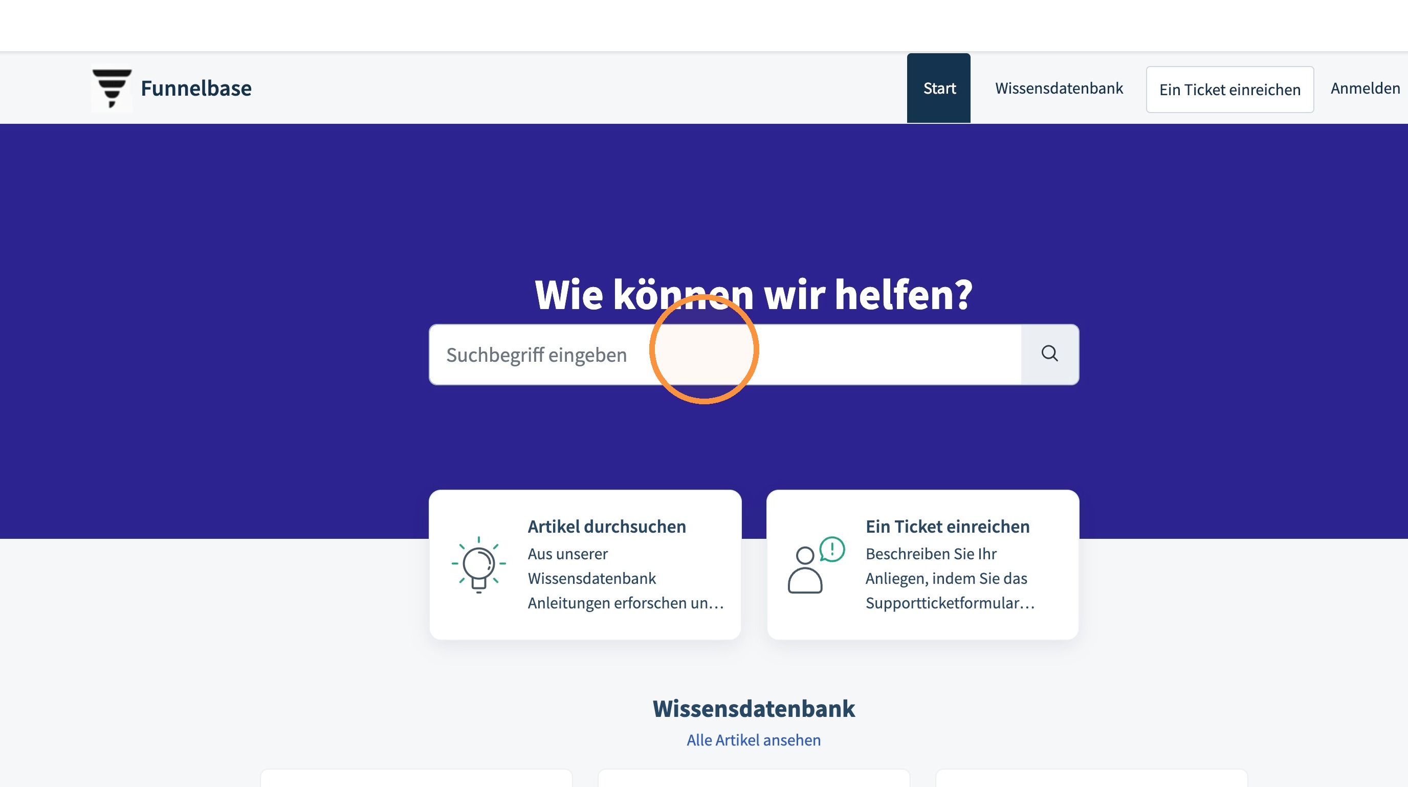 Suchfeld der Wissensdatenbank