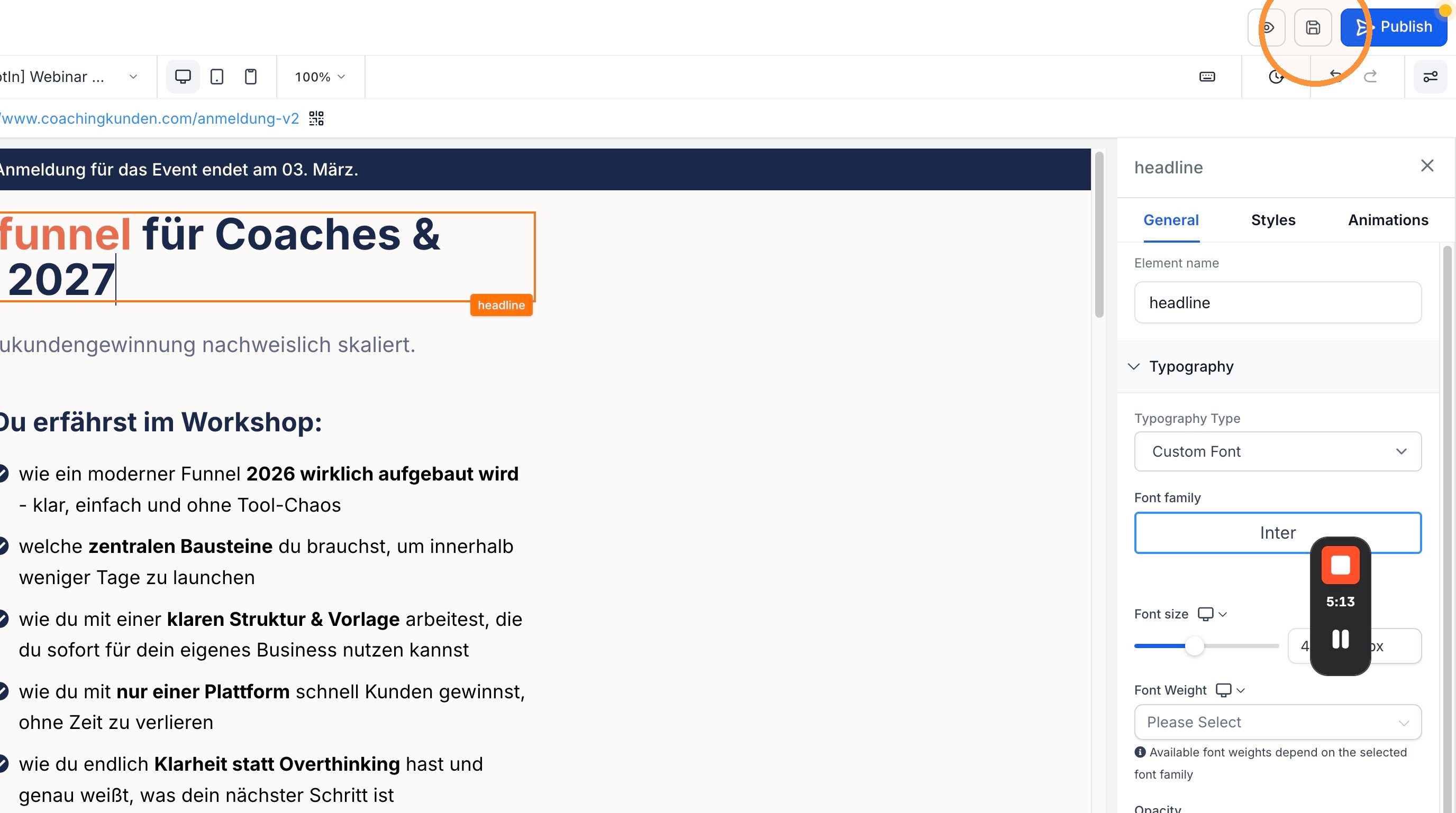 Seite im Editor bearbeiten