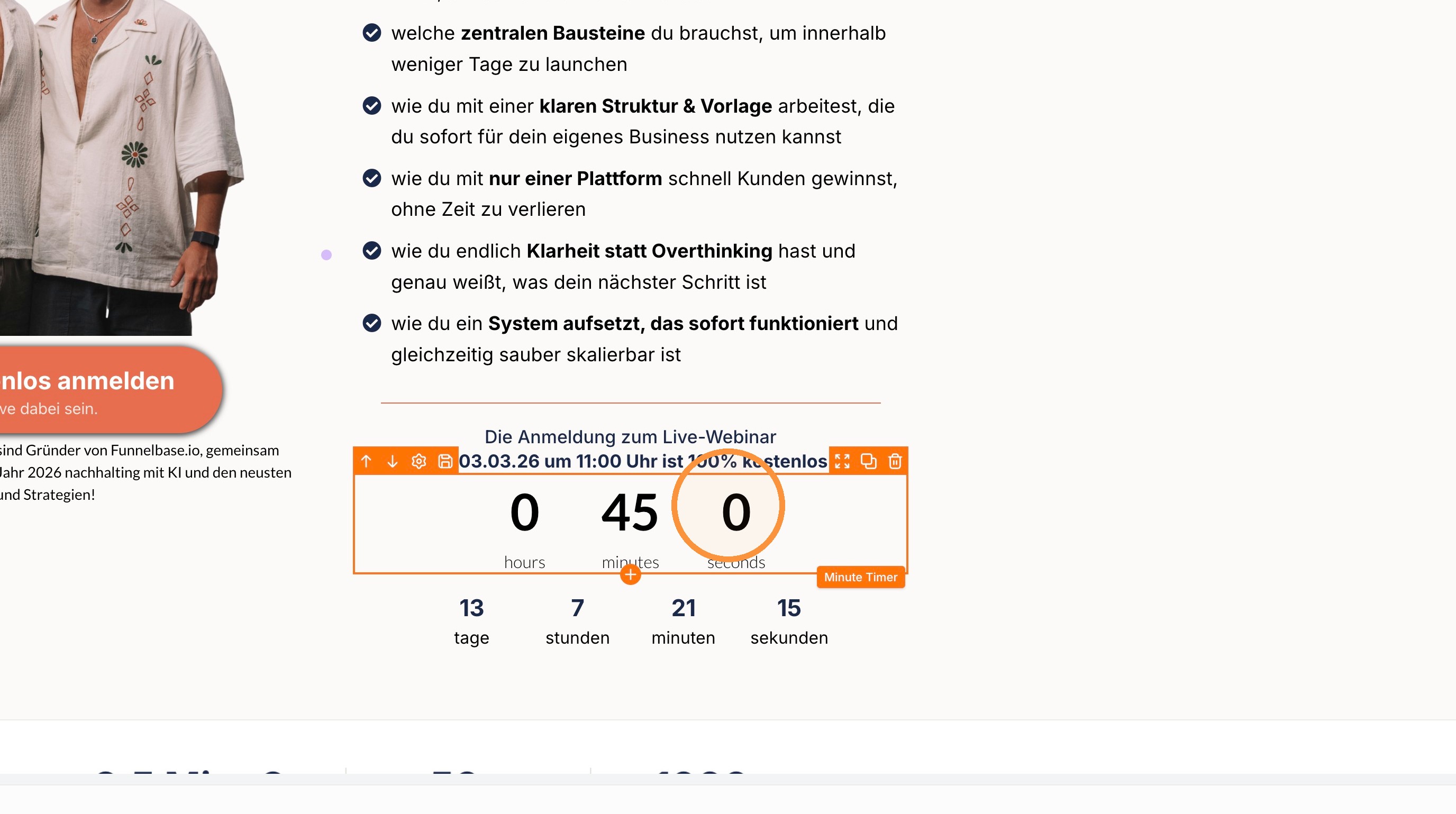 Minute Timer einfügen