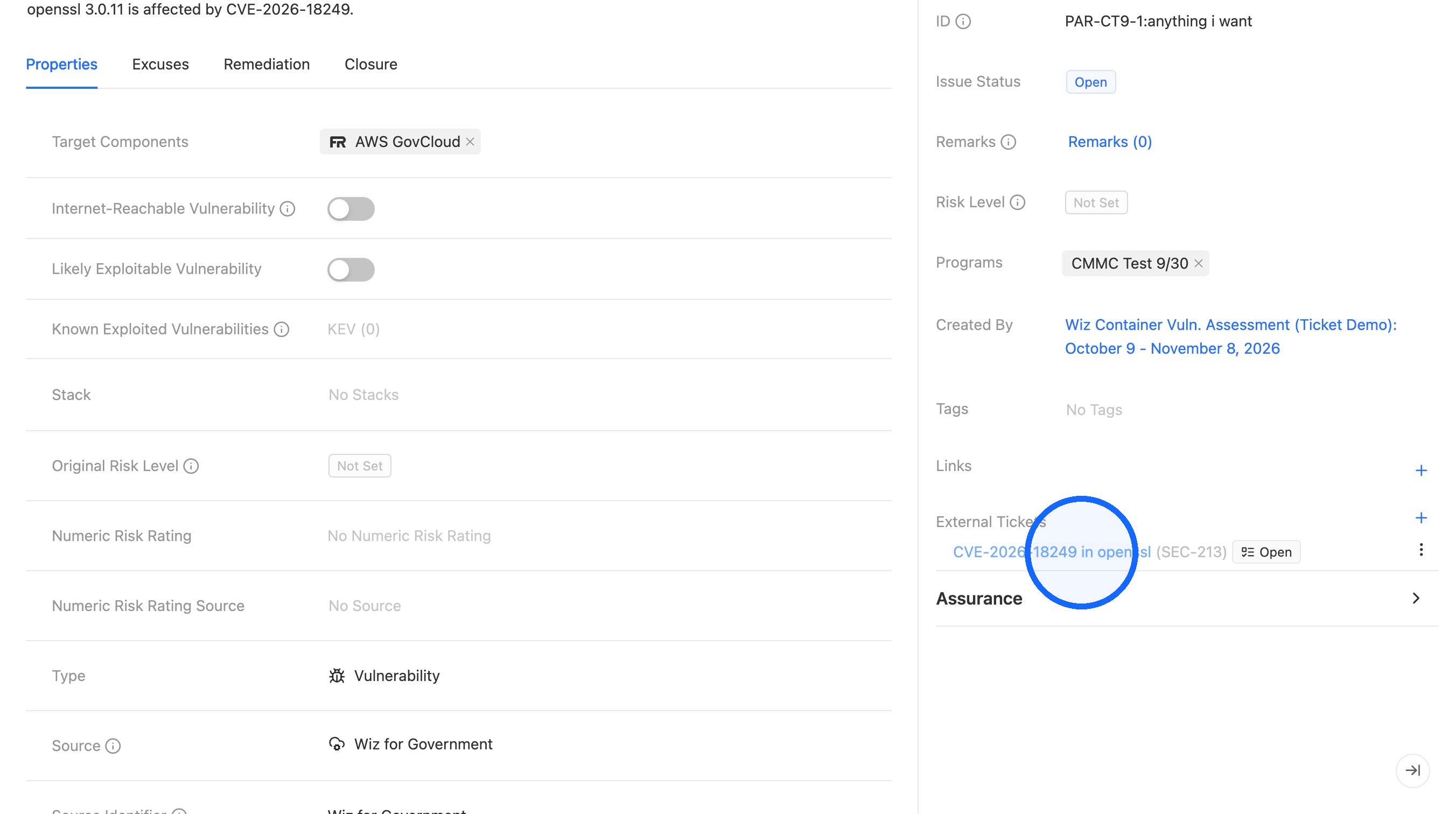 External Ticket link in the Management panel