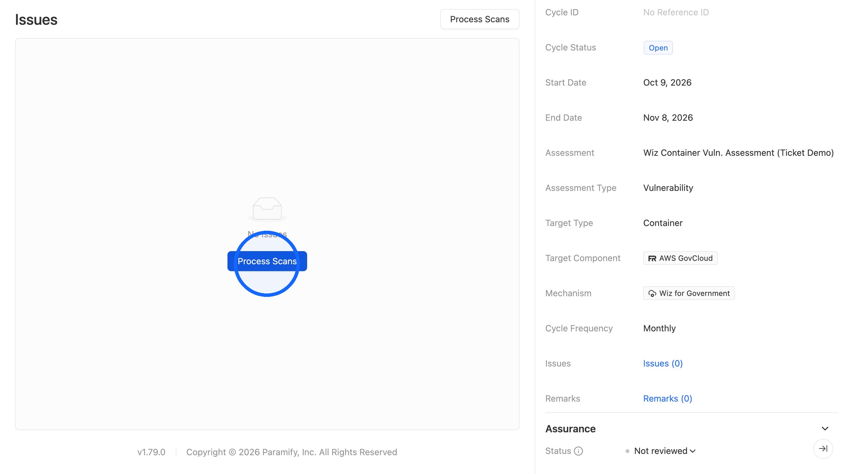Process Scans button on the Cycle