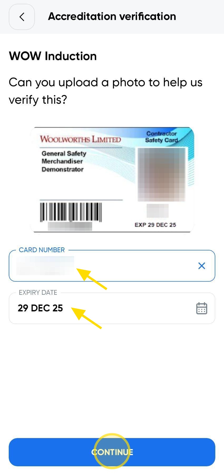 Card Number and Expiry Date