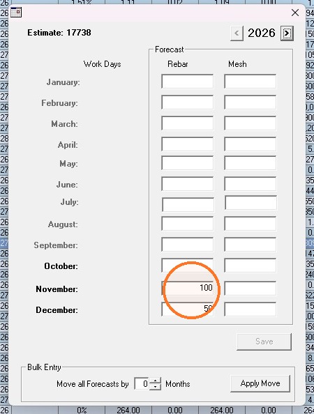 Estimate months planning window
