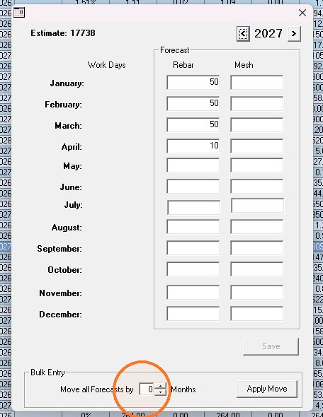 Bulk entry value field