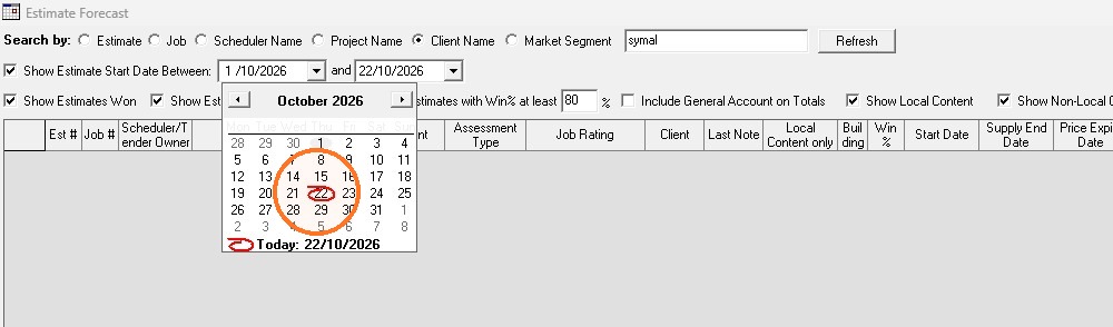 Start-date calendar