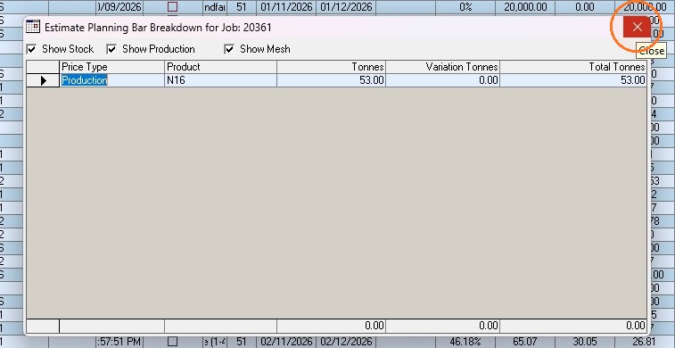 Close estimate planning breakdown