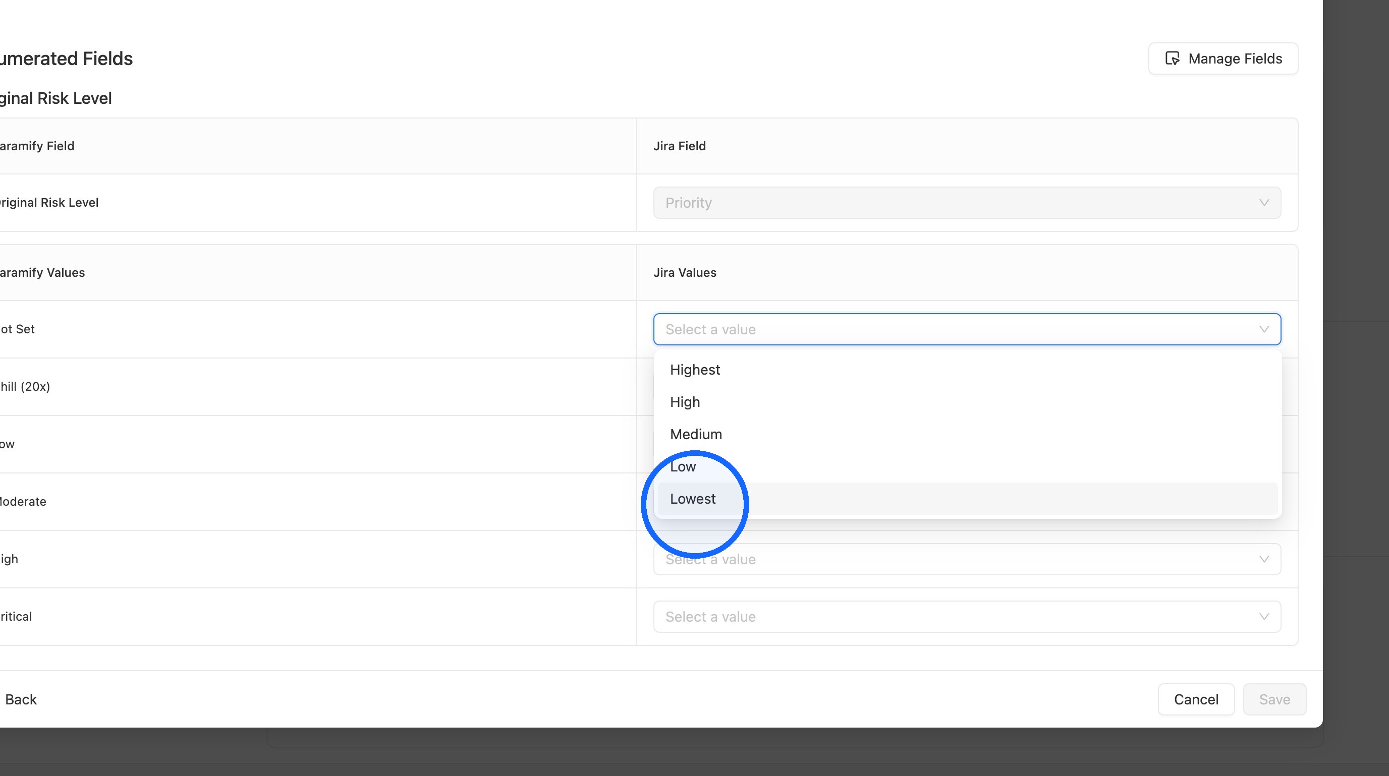 Jira value dropdown in Outbound Field Mapping