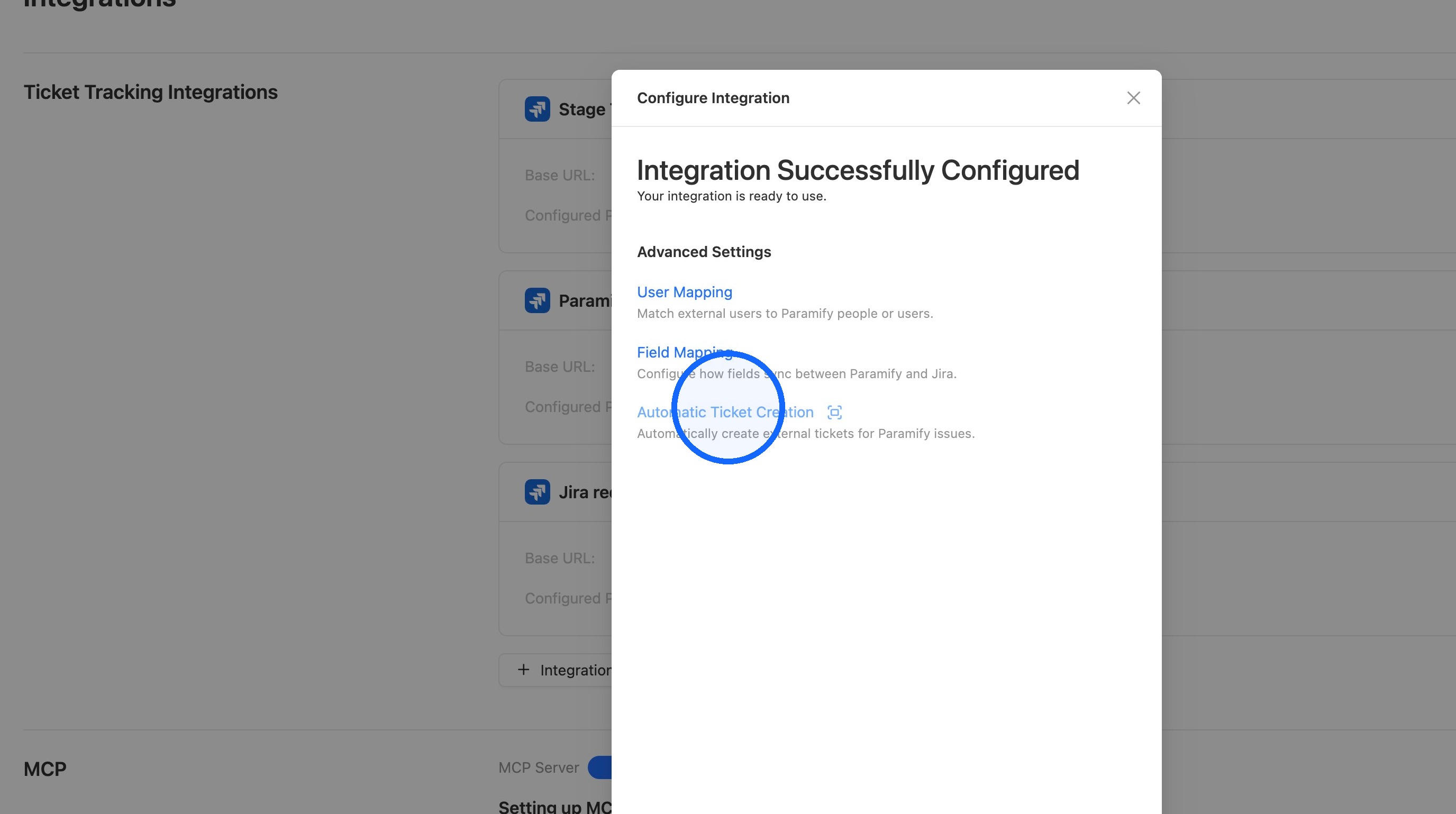 Automatic Ticket Creation option in the advanced settings