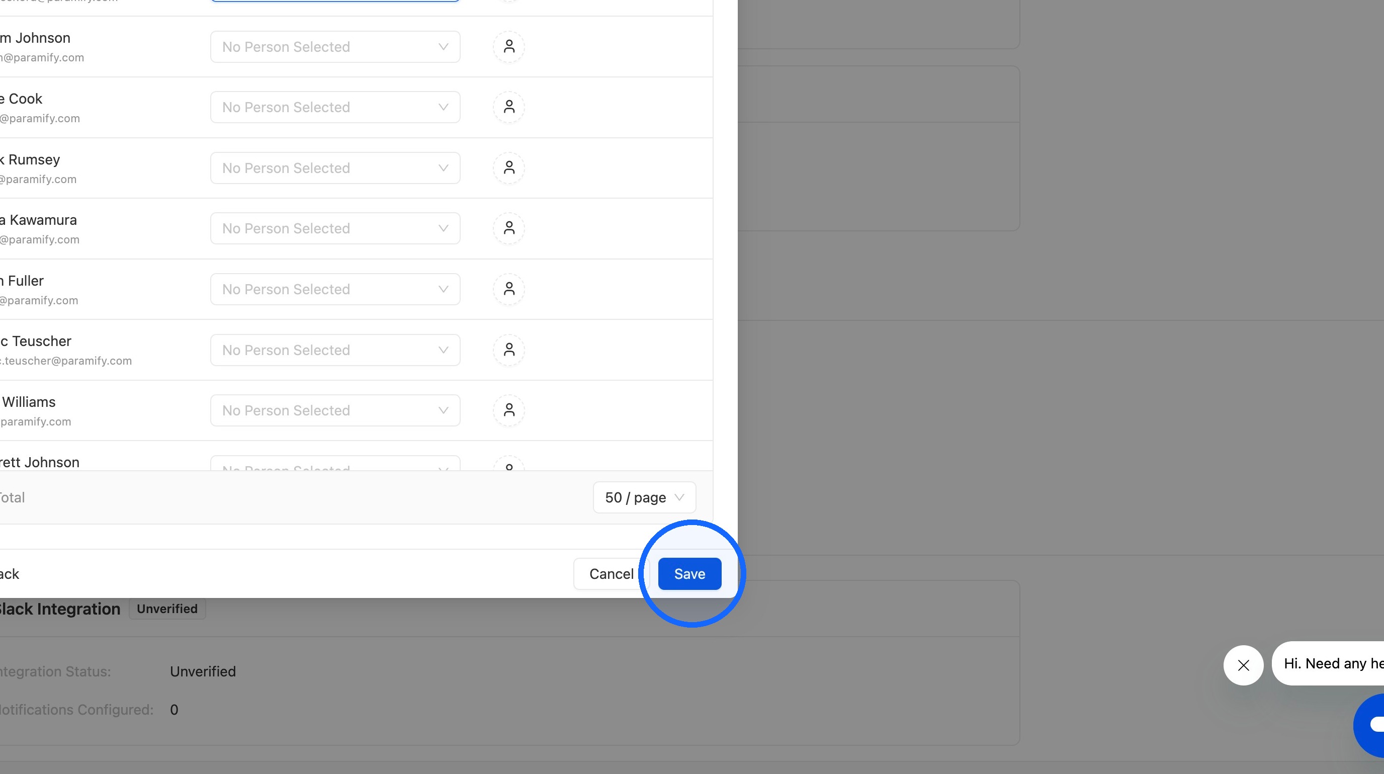 Save button in User Mapping